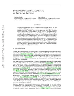 Interpretable Meta-Learning of Physical Systems