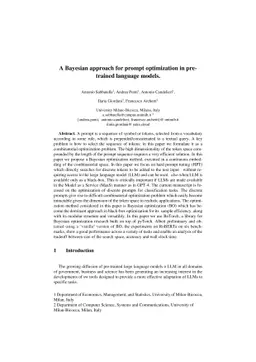 A Bayesian approach for prompt optimization in pre-trained language
  models