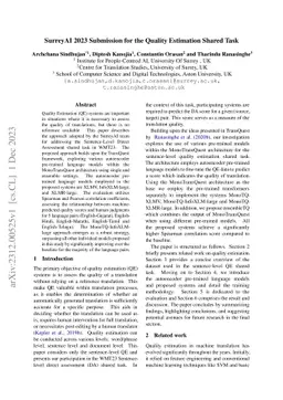 SurreyAI 2023 Submission for the Quality Estimation Shared Task