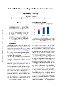 Trained MT Metrics Learn to Cope with Machine-translated References