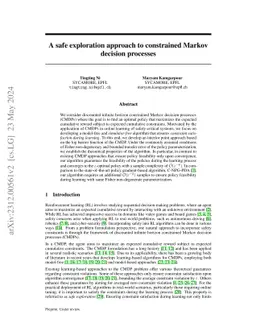 A safe exploration approach to constrained Markov decision processes