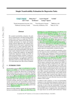 Simple Transferability Estimation for Regression Tasks