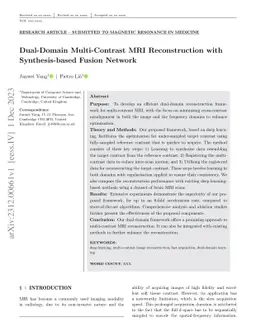 Dual-Domain Multi-Contrast MRI Reconstruction with Synthesis-based
  Fusion Network