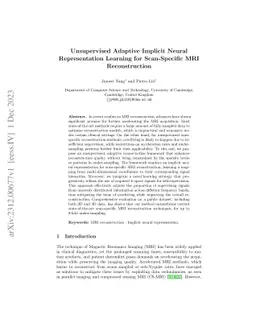 Unsupervised Adaptive Implicit Neural Representation Learning for
  Scan-Specific MRI Reconstruction