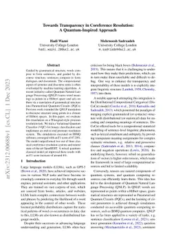 Towards Transparency in Coreference Resolution: A Quantum-Inspired
  Approach