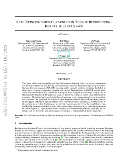 Safe Reinforcement Learning in Tensor Reproducing Kernel Hilbert Space