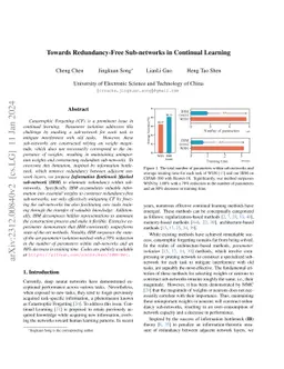 Towards Redundancy-Free Sub-networks in Continual Learning