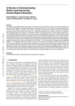 A Review of Communicating Robot Learning during Human-Robot Interaction