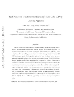Spatiotemporal Transformer for Imputing Sparse Data: A Deep Learning
  Approach