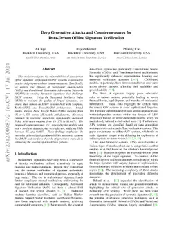 Deep Generative Attacks and Countermeasures for Data-Driven Offline
  Signature Verification