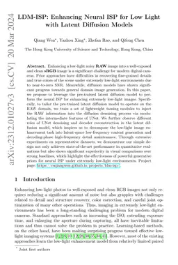 LDM-ISP: Enhancing Neural ISP for Low Light with Latent Diffusion Models
