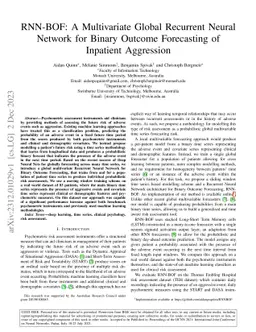 RNN-BOF: A Multivariate Global Recurrent Neural Network for Binary
  Outcome Forecasting of Inpatient Aggression