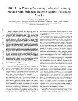PROFL: A Privacy-Preserving Federated Learning Method with Stringent
  Defense Against Poisoning Attacks