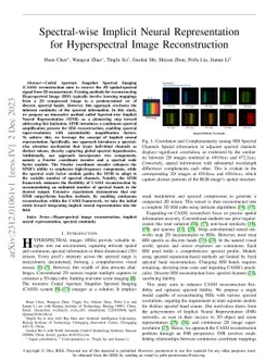 Spectral-wise Implicit Neural Representation for Hyperspectral Image Reconstruction