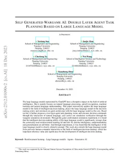 Self Generated Wargame AI: Double Layer Agent Task Planning Based on
  Large Language Model