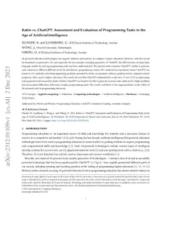 Kattis vs. ChatGPT: Assessment and Evaluation of Programming Tasks in
  the Age of Artificial Intelligence