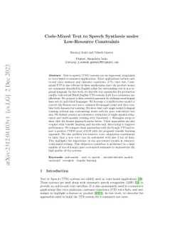 Code-Mixed Text to Speech Synthesis under Low-Resource Constraints