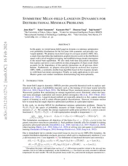 Symmetric Mean-field Langevin Dynamics for Distributional Minimax
  Problems