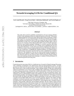 Towards leveraging LLMs for Conditional QA