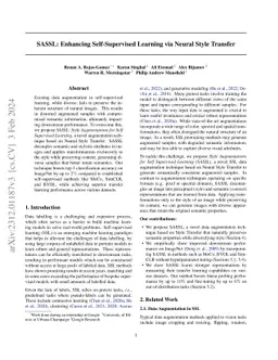 SASSL: Enhancing Self-Supervised Learning via Neural Style Transfer