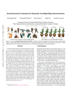 Neural Parametric Gaussians for Monocular Non-Rigid Object
  Reconstruction
