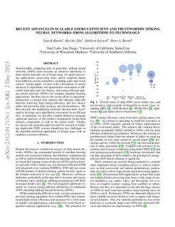 Recent Advances in Scalable Energy-Efficient and Trustworthy Spiking
  Neural networks: from Algorithms to Technology