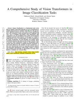 A Comprehensive Study of Vision Transformers in Image Classification
  Tasks