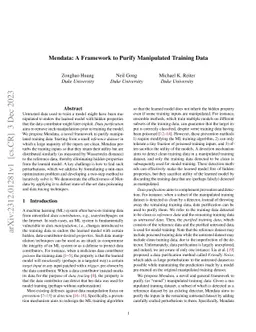 Mendata: A Framework to Purify Manipulated Training Data