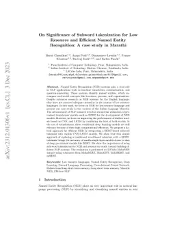 On Significance of Subword tokenization for Low Resource and Efficient
  Named Entity Recognition: A case study in Marathi