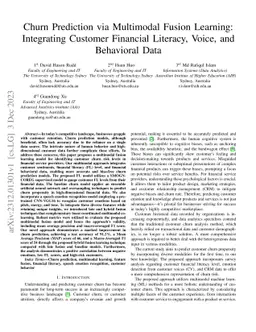 Churn Prediction via Multimodal Fusion Learning:Integrating Customer
  Financial Literacy, Voice, and Behavioral Data