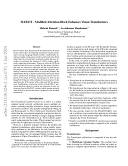 MABViT -- Modified Attention Block Enhances Vision Transformers
