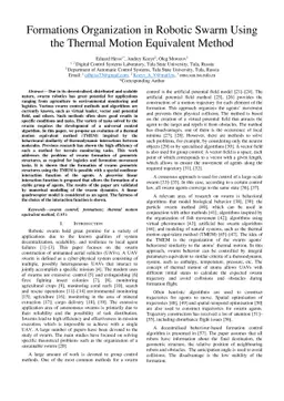 Formations organization in robotic swarm using the thermal motion
  equivalent method
