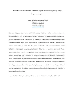 Neural Network Characterization and Entropy Regulated Data Balancing through Principal Component Analysis