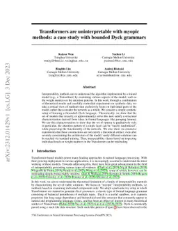Transformers are uninterpretable with myopic methods: a case study with
  bounded Dyck grammars