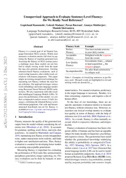 Unsupervised Approach to Evaluate Sentence-Level Fluency: Do We Really
  Need Reference?
