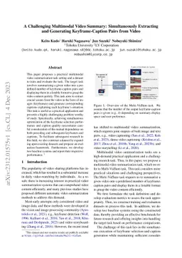 A Challenging Multimodal Video Summary: Simultaneously Extracting and
  Generating Keyframe-Caption Pairs from Video