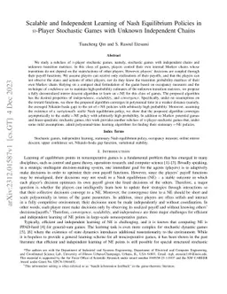Scalable and Independent Learning of Nash Equilibrium Policies in
  $n$-Player Stochastic Games with Unknown Independent Chains
