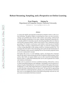 Robust Streaming, Sampling, and a Perspective on Online Learning
