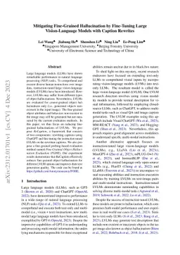 Mitigating Fine-Grained Hallucination by Fine-Tuning Large
  Vision-Language Models with Caption Rewrites