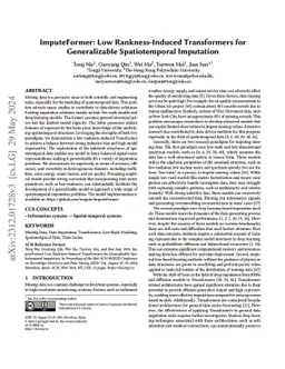 ImputeFormer: Low Rankness-Induced Transformers for Generalizable
  Spatiotemporal Imputation