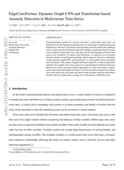 EdgeConvFormer: Dynamic Graph CNN and Transformer based Anomaly
  Detection in Multivariate Time Series