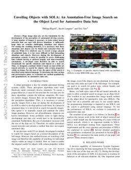 Unveiling Objects with SOLA: An Annotation-Free Image Search on the
  Object Level for Automotive Data Sets
