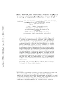 Trust, distrust, and appropriate reliance in (X)AI: a survey of
  empirical evaluation of user trust
