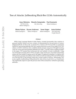 Tree of Attacks: Jailbreaking Black-Box LLMs Automatically