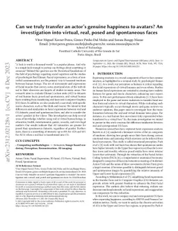 Can we truly transfer an actor's genuine happiness to avatars? An
  investigation into virtual, real, posed and spontaneous faces