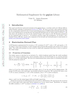 Mathematical Supplement for the $\texttt{gsplat}$ Library