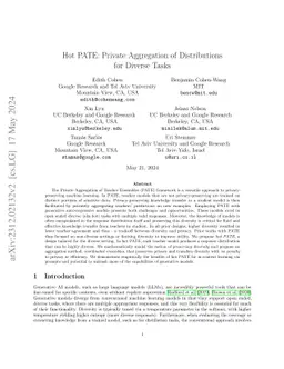 Hot PATE: Private Aggregation of Distributions for Diverse Task