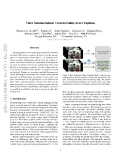 Video Summarization: Towards Entity-Aware Captions