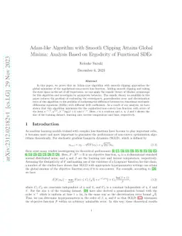 Adam-like Algorithm with Smooth Clipping Attains Global Minima: Analysis
  Based on Ergodicity of Functional SDEs