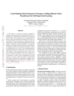 Local Masking Meets Progressive Freezing: Crafting Efficient Vision
  Transformers for Self-Supervised Learning